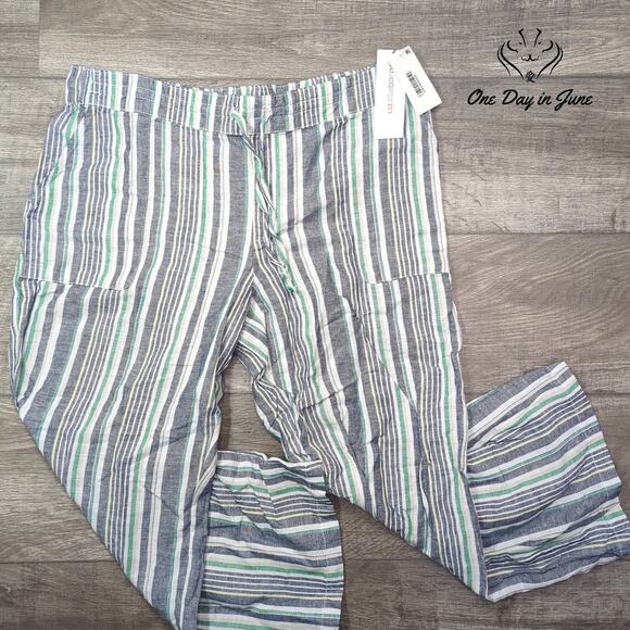 Liz Claiborne Cropped Linen Pants Size L - Picture 1 of 6